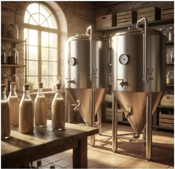 Nitrogen fermentation tanks used to make fermented soy
