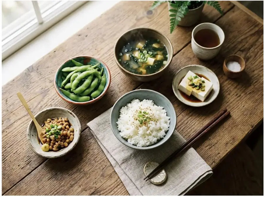 Traditional fermented soy foods — miso, natto, tofu and edamame